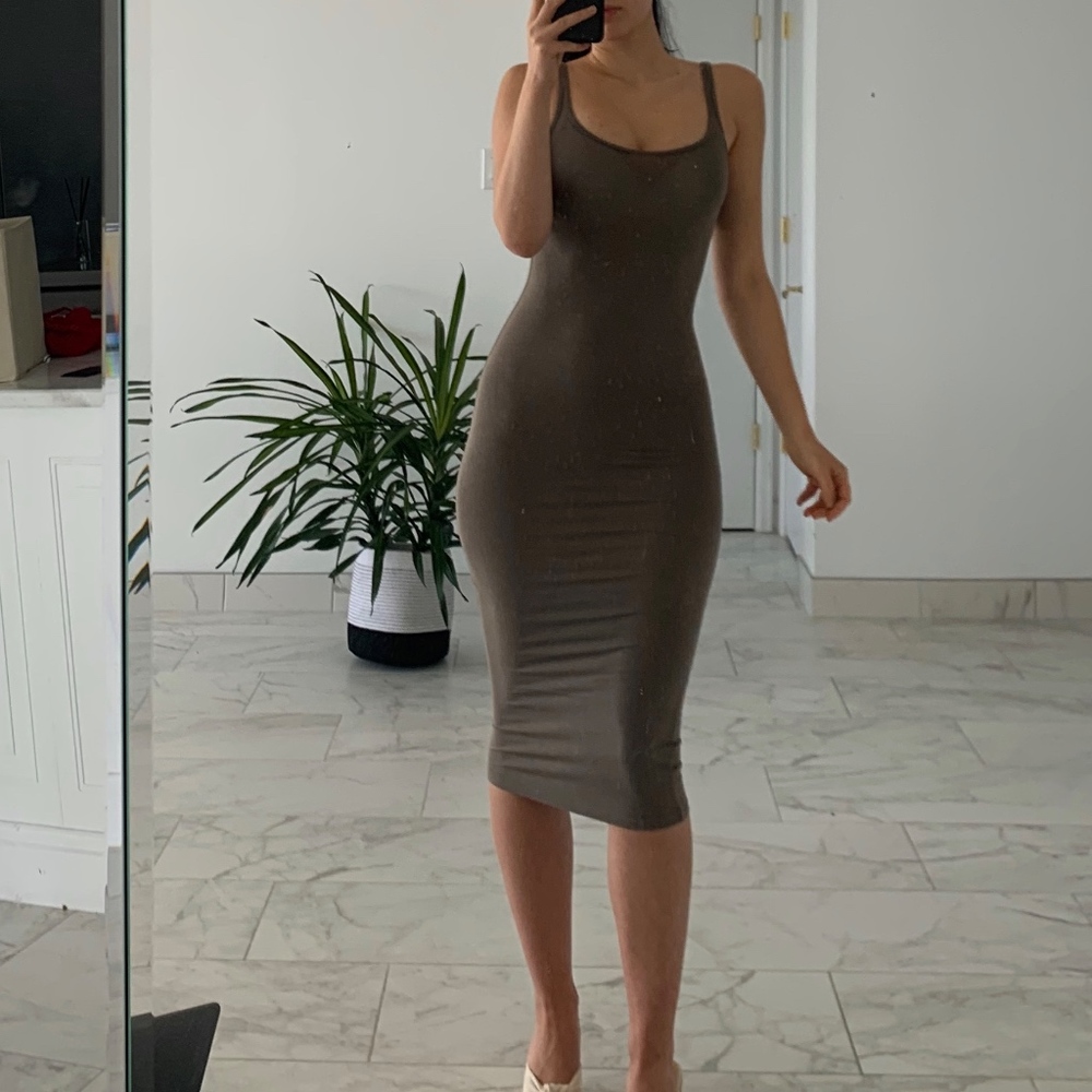 Babaton Aritzia Khaki Midi
